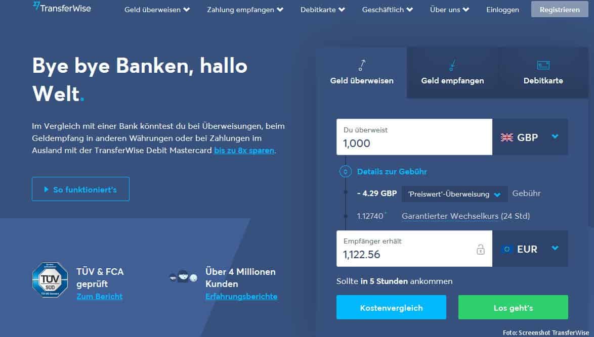 transferwise geld in die türkei senden