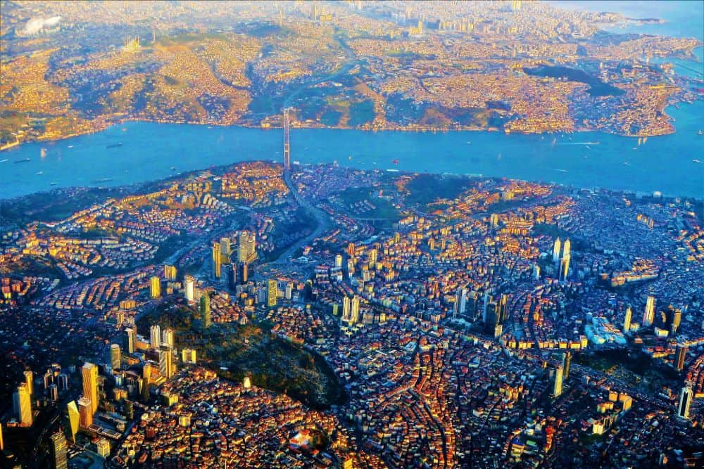 Eine Luftaufnahme der Stadt Istanbul.